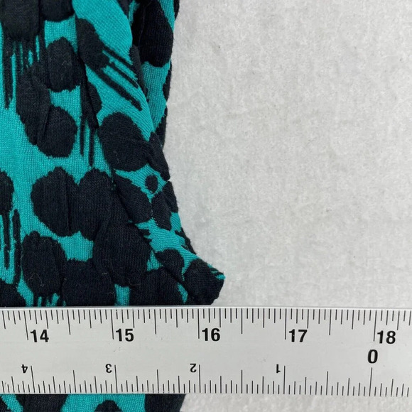 Melonie Dress Women's Sz 4 Green Floral Faux Wrap 3/4 Sleeves Round Neck Stretch - Picture 3 of 10